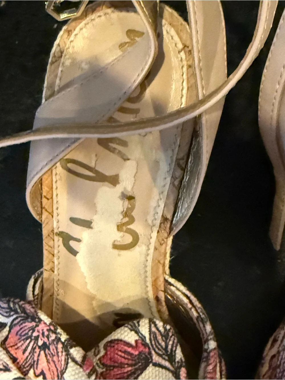 Sam Edelman Floral Knot Espadrille Cork Wedge Ankle Strap Sandals 7.5